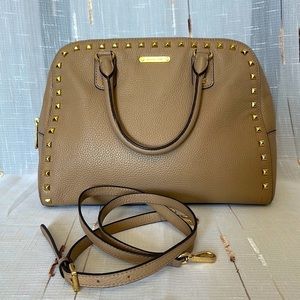 Michael Kors Satchel Bag Medium| Crossbody Bag Tan with Gold studs